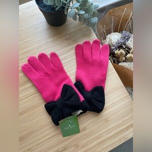 Kate Spade♠️ black pink hand gloves with bow